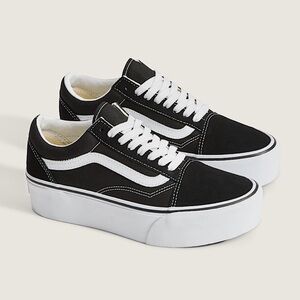 Black and White Platform Vans Old Skool Sneakers